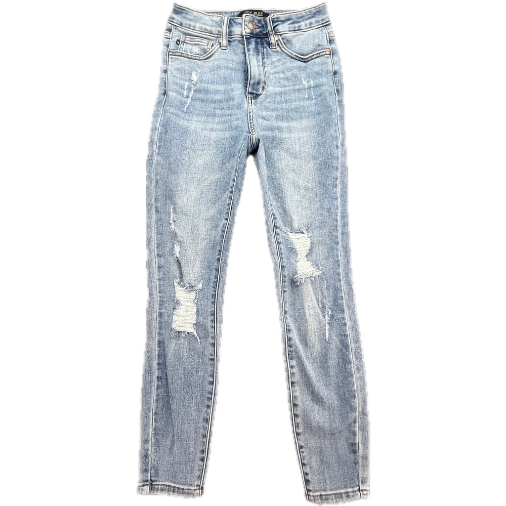 Judy Blue Control Top Skinny Jeans Distressed Light Wash Size 3 26